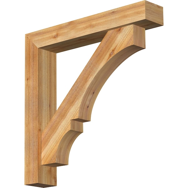 Ekena Millwork Balboa Block Rough Sawn Bracket w/ Offset Brace, Western Red Cedar, 6"W x 34"D x 34"H BKT0604X34X34BOA05RWR - main